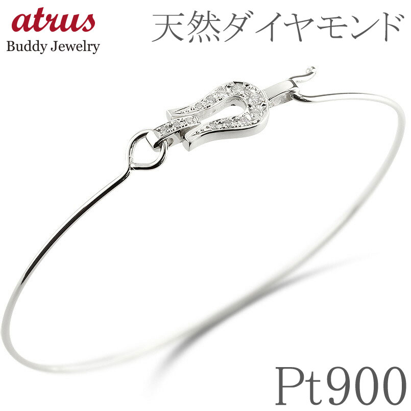 プラチナ バングル ブレスレット ダイヤモンド 馬蹄 ホースシュー pt900 華奢 細身 ユニセックス 男女兼用 人気