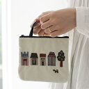 アツコマタノ 刺繍ポーチ <家> ギフト 日本製 Atsuko Matano プレゼント メイクポーチ 化粧 ポーチ 贈り物 可愛い テキスタイル お洒落 ナイ...