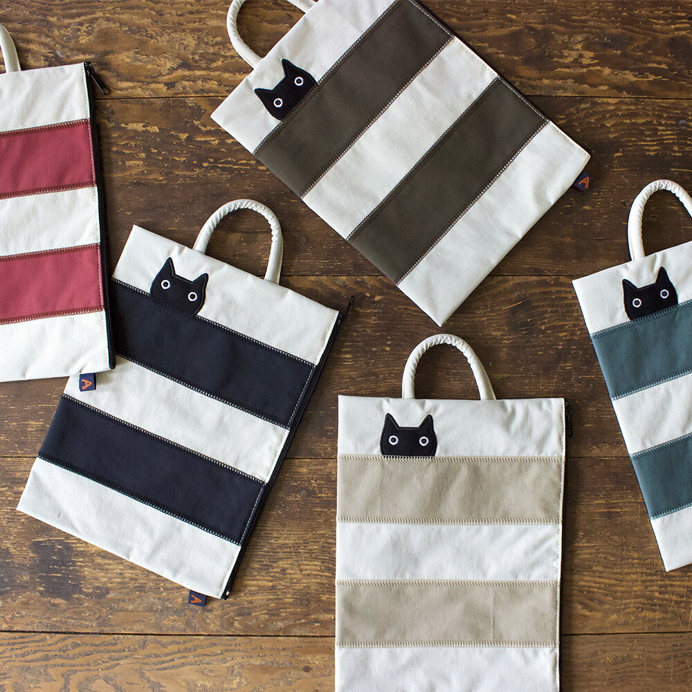 Rakuten - アツコマタノ フラットポーチ ＜ボーダー猫＞ 日本製 Atsuko Matano