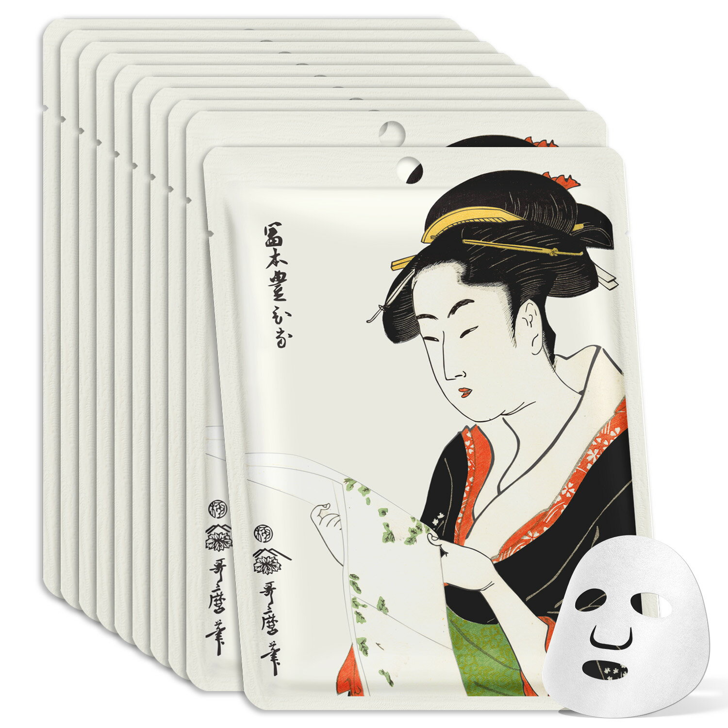 美友 ミトモ 浮世絵604 10枚入り 真珠 + 桜シンジュ + サクラ エッセンスマスク 日本歌舞伎 ケアナコントロール フェイスパック うるうる【JPSS00604-A-3】