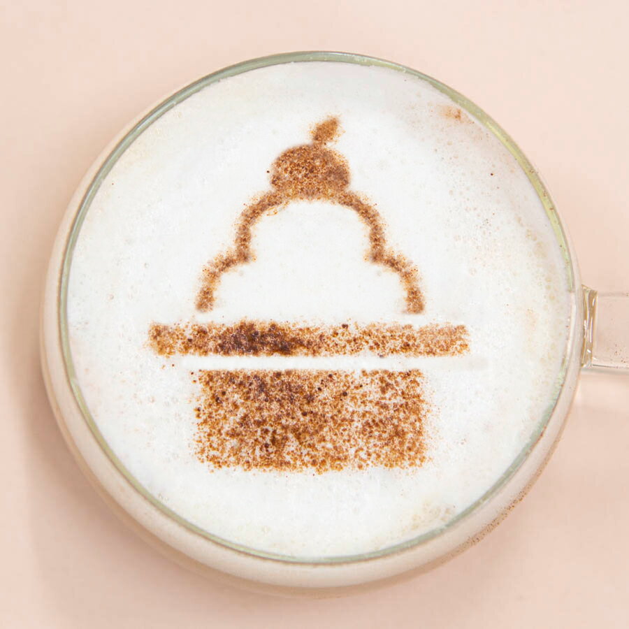 カフェアートステンシル　鏡餅1　お正月　日本　LAS-0102　ラテ・アート　デザインカプチーノ