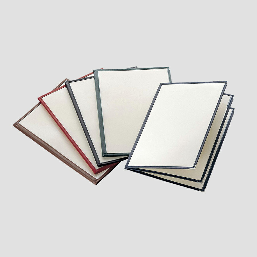 クリアメニューブック　A4・中綴じ6ページ　LTA-46 合皮クリアテーピングメニュー えいむ(Aim)