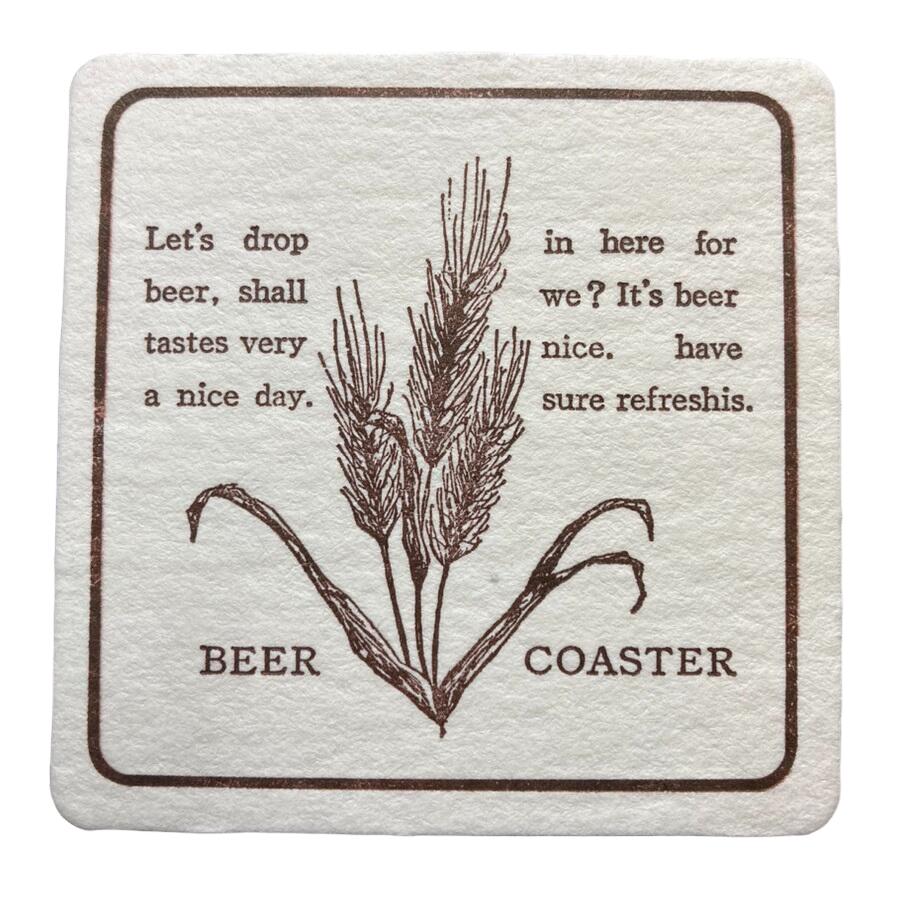 【※受注生産】紙コースター　1.0mm厚・茶角BEER柄　2,000枚　※北海道・沖縄・離島 送料別途 ※個人宅配..