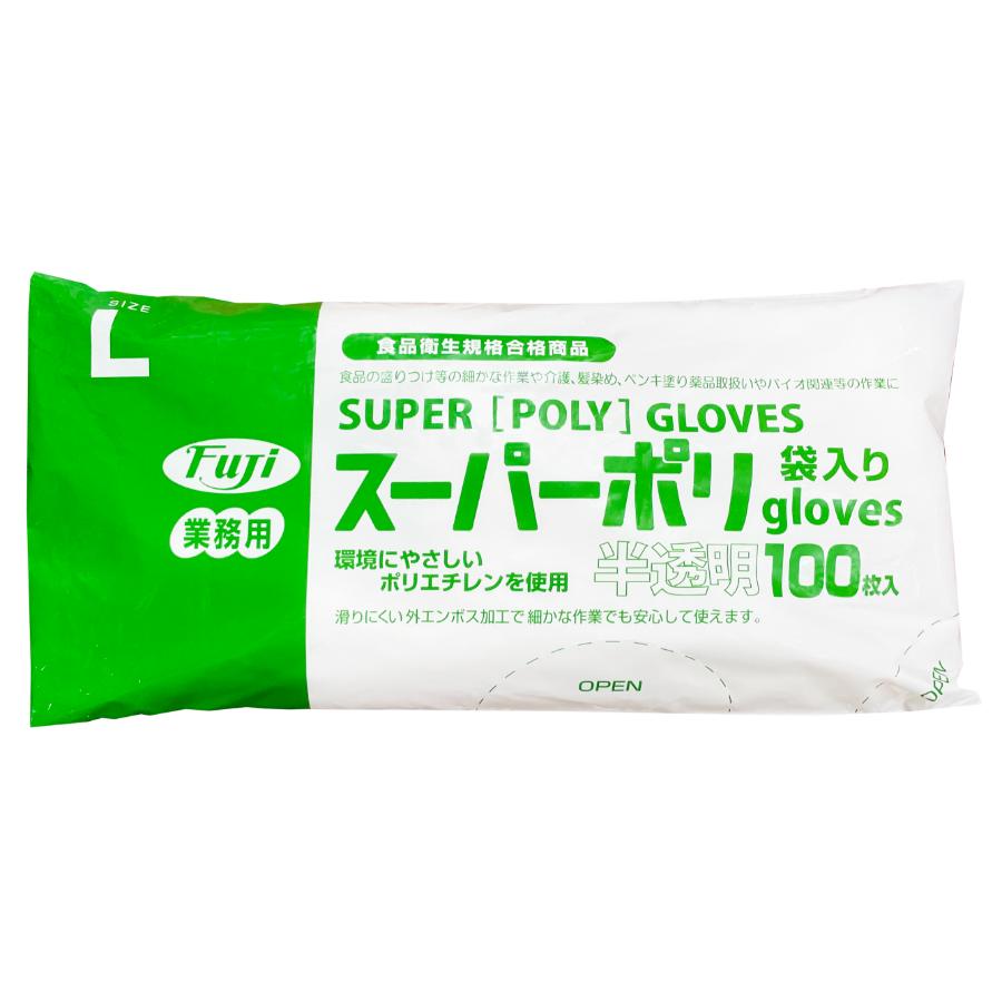 [商品と配送について] ・配送時間をご指定いただけない商品です。 ・北海道・沖縄・離島への配送は追加配送料金が別途必要となります。 ・納品先は法人のみとなります。必ず屋号をご記入ください。 フィット感を強める形状と、滑りにくいエンボス加工で、細かな作業でも安心して使えます。ポリエチレン製の手袋は薄くても強度があるため、一枚あたりの樹脂量が少なく、ごみの現象にもなります。また燃やしても有害な塩素ガスが出ません。耐油・耐薬・耐アルカリに優れ、薬品などを扱う作業にも適しています。 ※食品衛生規格合格品 [サイズ] L(全長:280mm 手のひら周り:310mm 中指の長さ:90mm) ※±5mm程度の誤差があります。 [素材] ポリエチレン [入数] 6,000枚(100枚×60小袋)