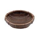 PPラタン 丸型 深ざる 濃茶 18型 RB-180-DB 010DRB18 直径180xH50mm【竹風 籠 カゴ 食器洗浄機対応 衛生的 和カフェ 天ぷら 和菓子 和食 調理器具 プロ仕様 生鮮・鮮魚・青果・精肉にも!】