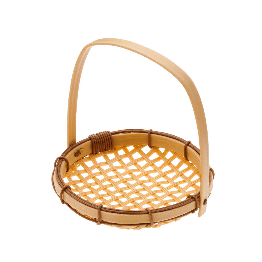 Basket, Cart - PPラタン 手付ざる 13型 TZ-130-BB　010BTZ13　直径130xH25mm(ハンドル含:H135mm)【竹風　籠 カゴ 食器洗浄機対応 衛生的 和カフェ 天ぷら　和菓子 和食 調理器具 プロ仕様 生鮮・鮮魚・青果・精肉にも！】