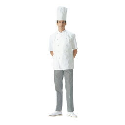 コックコート半袖　内ポケット・綿100%・日本製　TH1051-0 東京白衣　男女兼用無地　厨房ユニフォーム