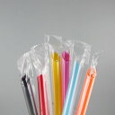 タピオカストロー(片先斜め) 12mm×18cm フィルム梱包 170本入り20箱(3400本) 赤・黒・5色アソート 【テイクアウト・イベント・業務用・お祭り・使い捨て食品容器】