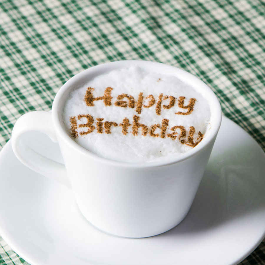 カフェアートステンシル　Happy Birthday 2　LAS-0028　ラテ・アート　デザインカプチーノ