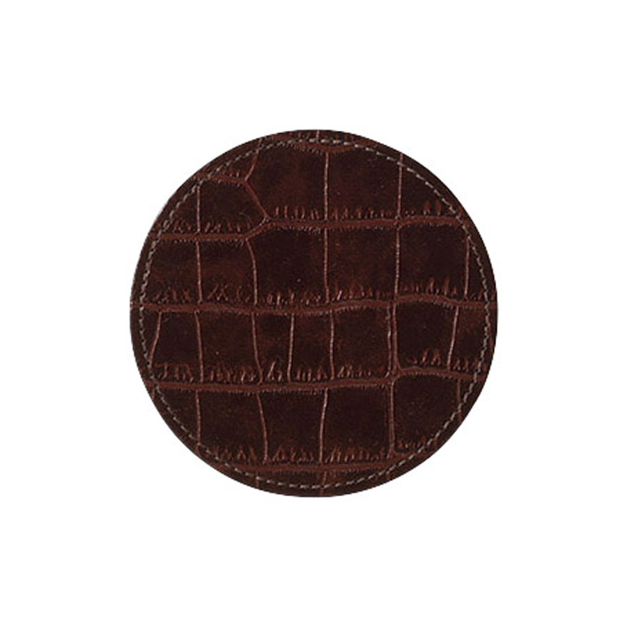 リサイクルレザーコースター 丸型 ブラウン RGM-100