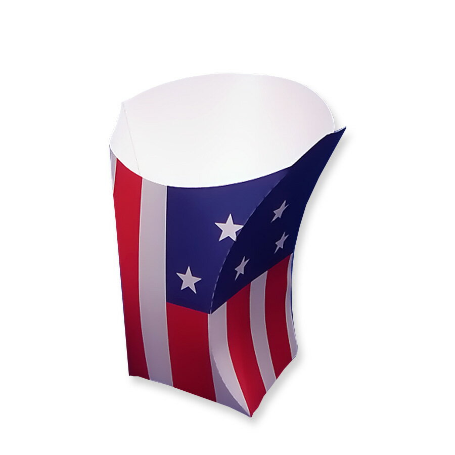 ポテト容器 120×108×65mm 2400枚入り フライドポテト袋・スナック容器 リバティーM アメリカンフラッグ 【テイクアウト・イベント・業務用・お祭り・使い捨て食品容器】