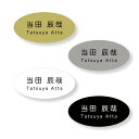 ネームプレート 二層板 50×25mm楕円形 制作代込み ピン・クリップ両用タイプ B0014-0071 ※納期校了後約7日※メールでのやり取りが必要です