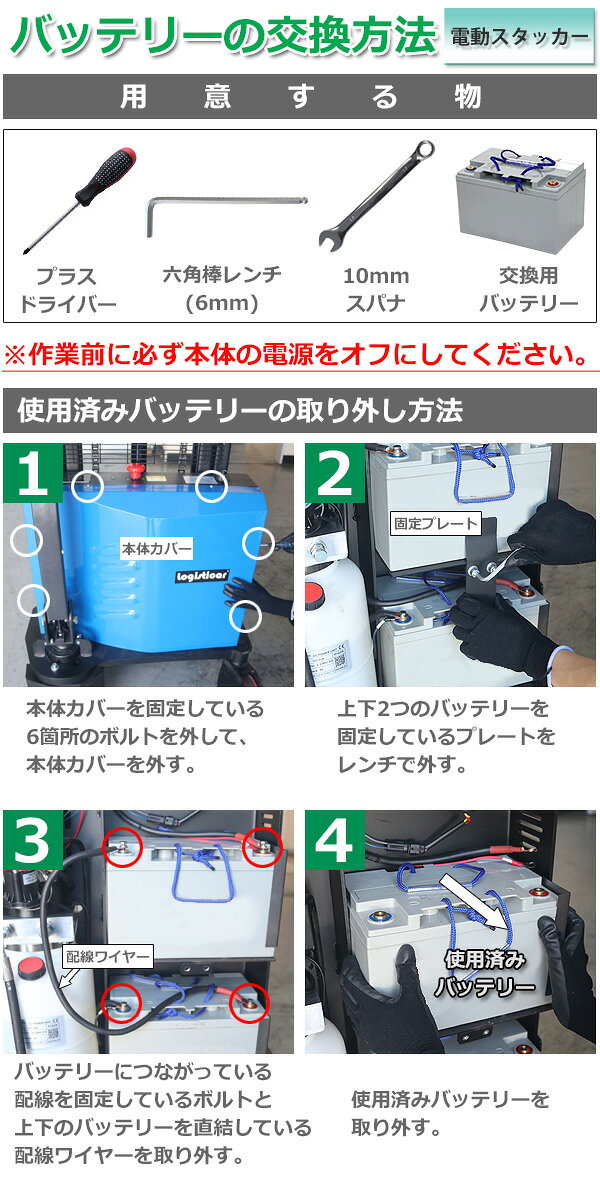 送料無料 電動スタッカー用 電動ドラム缶リフト用 予備バッテリー 1個 単品 esta-s...