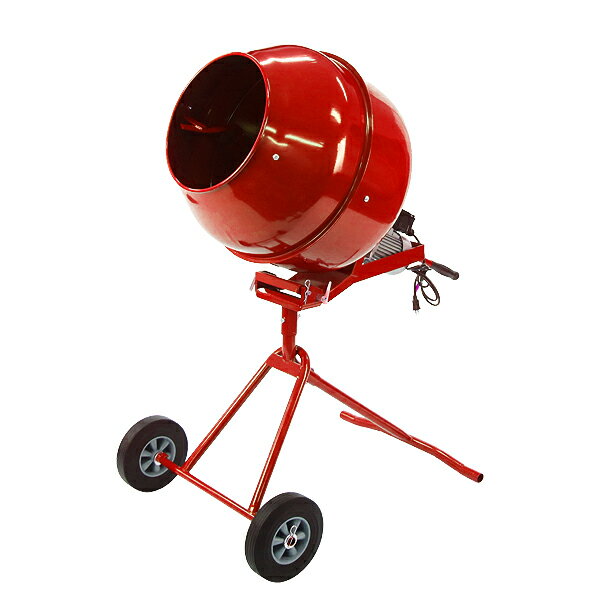 送料無料 新品 コンクリートミキサー 赤 練上量70L ドラム容量140L 固定ボルト加工...