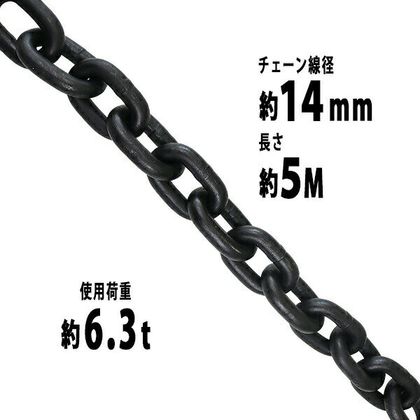 樂天商城 - 送料無料 チェーン 線径約14mm 使用荷重約6.3t 約6300kg 約5m G80 エコノミーモデル 鎖 くさり 吊り具 チェーンスリング スリングチェーン リンクチェーン チェイン 金具 クレーン ホイスト 玉掛け 吊り上げ 運搬 建築 土木 鉄工 運輸 造船 chain14mm5m