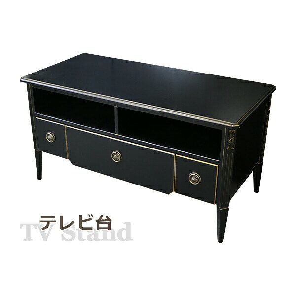 樂天商城 - 送料無料 ロココ調 テレビ台 約W108×約D50×約H56(cm) ブラック テレビラック テレビボード TV台 TVボード TVラック ローボード ロータイプ AV収納 ロココ アンティーク クラシック レトロ ヨーロピアン リビング エレガント インテリア 家具 おしゃれ 黒 rococof128bk