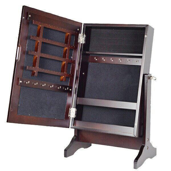 送料無料 新品 収納スタンドミラー アクセサリー収納ミラー ジュエリー収納ケース 収納付きミラー ジュエリー収納卓上ミラー ブラウン 収納 家具 インテリア ジ...