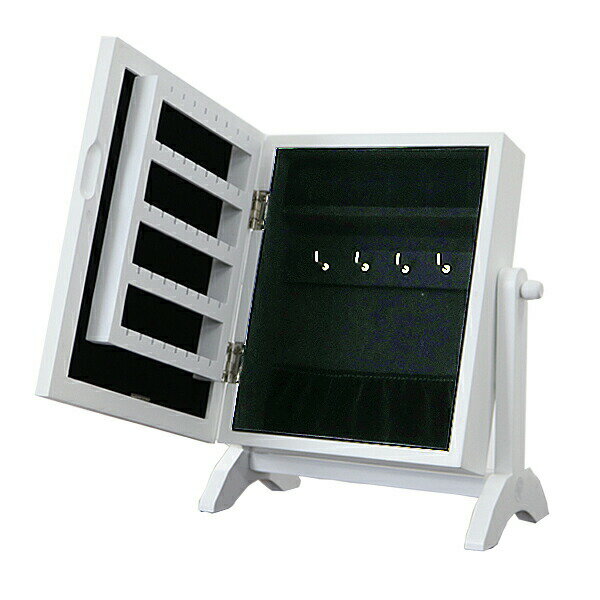 鏡 インテリア ジュエリー収納ミラー(コンパクトタイプ) 収納スタンドミラー アクセサリー収納ミラー ジュエリー収納ケース 収納付きミラー ジュエリー収納卓上ミ...