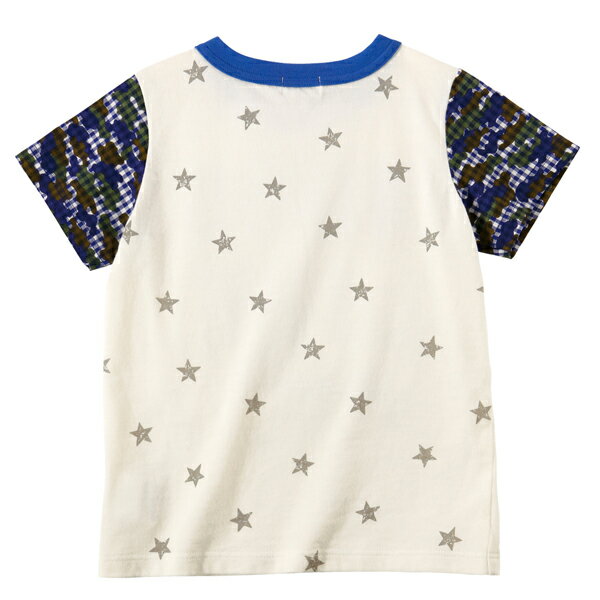 ●50%OFFセール●ミキハウス　ダブルビー　mikihouse　お袖がカモフラ柄　半袖Tシャツ(70・80・90)子ども服　ベビー　赤ちゃん　幼児　保育園　幼稚園　男の子　女の子　お出かけ　アウトレット