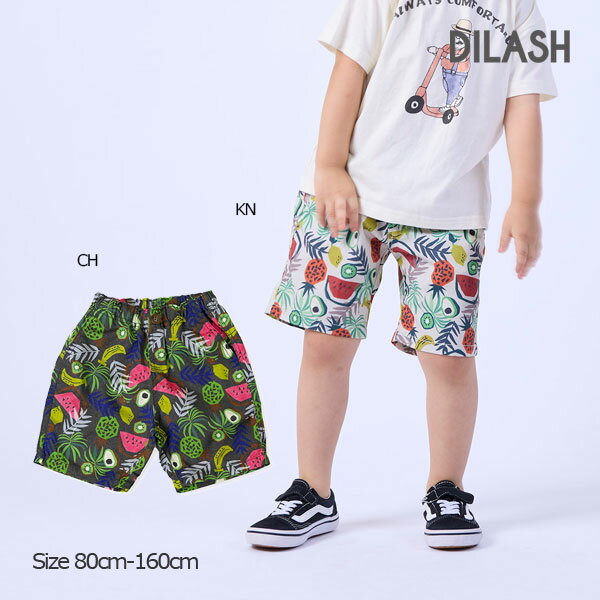 【50％OFF】ディラッシュ　DILASH　トロピカル　プリント　ハーフパンツ　(4.5分丈)(80cm・90cm・100cm・110cm・120cm・130cm・140cm） 1