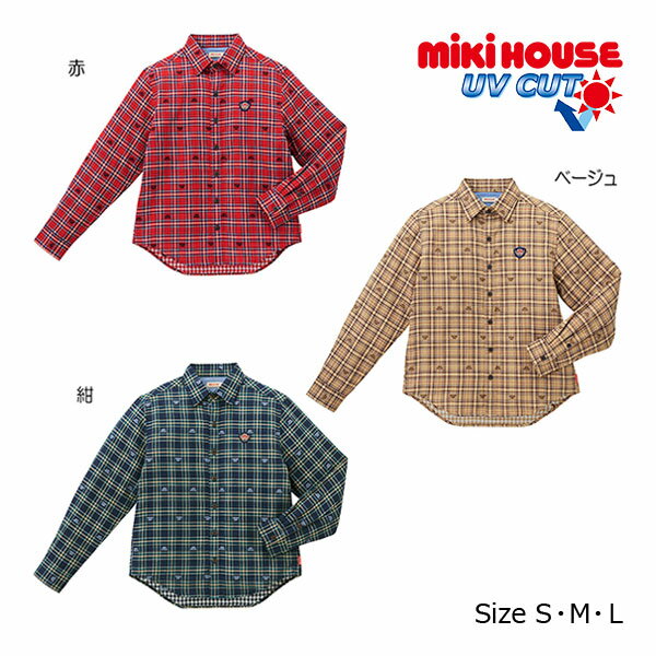 乐天商城 - 2000円クーポン配布中★取り寄せ商品●ミキハウス　mikihouse　チェック柄　長袖シャツ（大人用）（S・M・L）