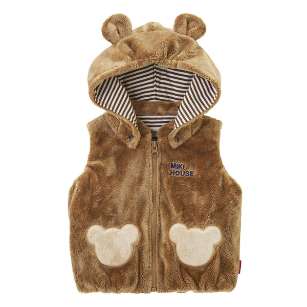 ●期間限定P11倍●取り寄せ商品●30％OFFセール●ミキハウス正規販売店/ミキハウス　mikihouse　くまちゃん　フード　なりきり　ベスト（S(70-80cm)・M(80-90cm)・L(90-100cm)）ギフト　プレゼント　男の子　女の子 2