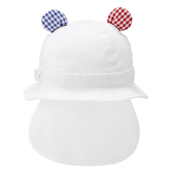 ●期間限定P11倍●取り寄せ商品●ミキハウス　ホットビスケッツ　mikihouse　くまみみ付き　日除け付き 帽子　ハット （ 40cm 44cm 46cm ）赤ちゃん ベビー 新生児 0歳 男の子 女の子 綿100 UVカット ゴム紐付き 吸水性 サイズ調整可