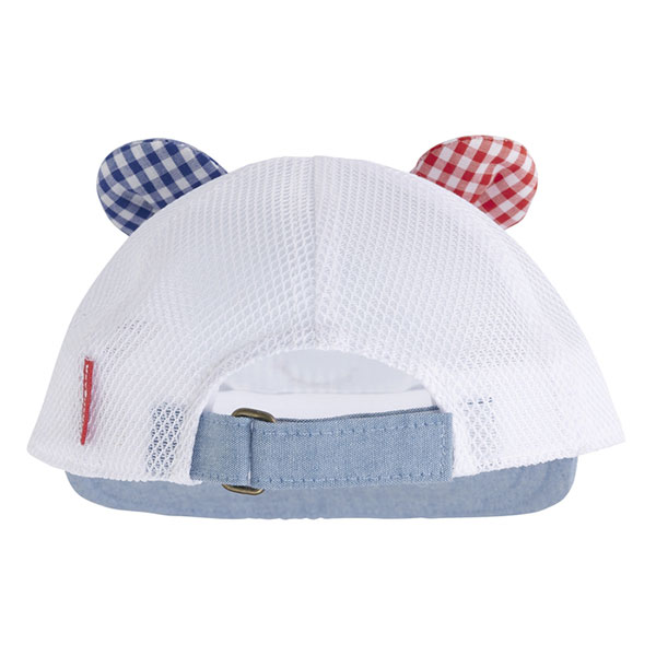 ●期間限定P11倍●取り寄せ商品●ミキハウス　ホットビスケッツ　mikihouse　お顔ドン　メッシュキャップ 帽子 サマーキャップ（ 44cm 46cm 48cm 50cm ）赤ちゃん ベビー 綿100 蒸れにくい ブルー 0歳 1歳 2歳 3歳 柔らかい　可愛い 2