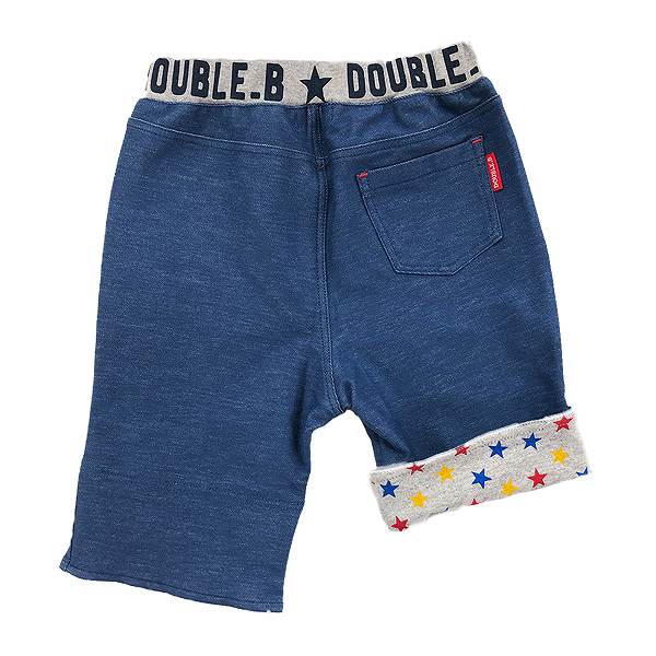 ●18日〜P11倍●ミキハウス　ダブルビー　mikihouse　ワンポイント刺繍ストレッチデニム 6分丈パンツ ハーフパンツ(90・100・110・120・130）アウトレット セール 男の子