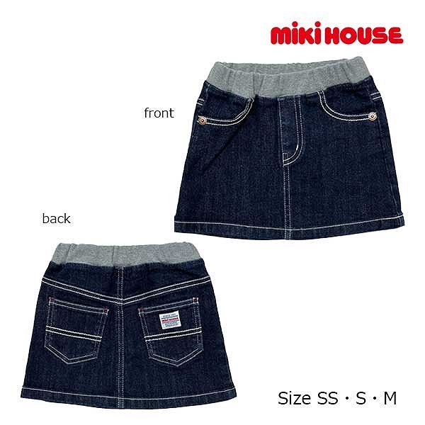●期間限定P11倍●取り寄せ商品●30％OFF セール ● ミキハウス mikihouse デニム スカート ( 80 100 120 ) 子ども服 幼児 キッズ 女の子 インディゴブルー スカート 11-1701-388 アウトレット