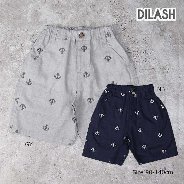 樂天商城 - ●50％OFFセール●ディラッシュ　DILASH　イカリ柄　パンツ　ハーフパンツ (90・100・110・120・130・140） ズボン　幼児　キッズ　保育園　幼稚園　小学生　男の子　DL25MS041 アウトレット 半額