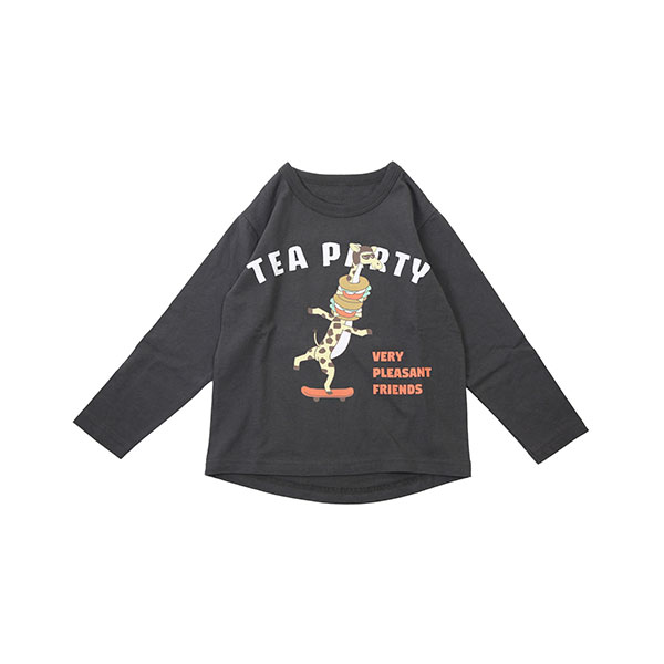 ●50％OFFセール●ディラッシュ　DILASH　きりん スケボー プリント 長袖Tシャツ ロンT(90・100・110・120)子ども服 男の子 女の子 幼稚園 保育園 小学生 キッズ 長袖 シンプル