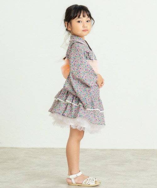 ●50％OFFセール●ラ・ポシェ・ビスキュイ　La poche biscuit　浴衣　ドレス ( 110・120・130・140 ）子ども服　小学生　キッズ　ジュニア　女の子　セパレート　帯　3点セット　アウトレット 半額 3