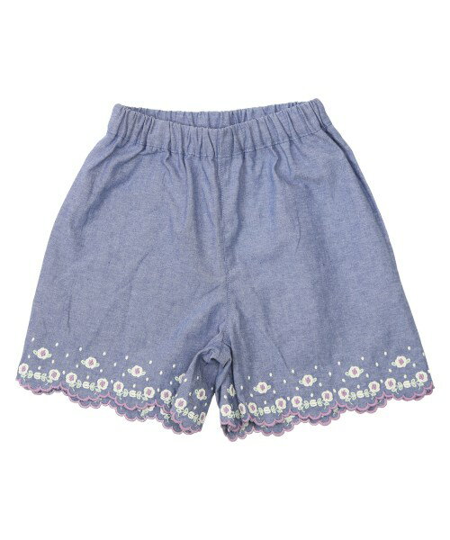 6/14-15限定クーポン有★●50％OFFセール●ラ・ポシェ・ビスキュイ　La poche biscuit　花刺繍キュロット(90・100・110・120・130・140)子ども服　女の子　小学生　キッズ　ショートパンツ　ズボン