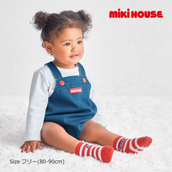 19日〜2000円クーポン有★取り寄せ商品● ミキハウス mikihouse ストレッチデニムニット ロンパース WEB限定( 80 - 90cm )　子ども服 赤ちゃん ベビー　幼児 1歳 2歳 男の子 女の子 10-1512-147