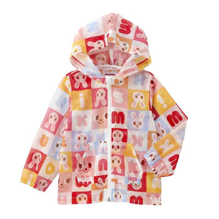 ミキハウス　mikihouse　パズルブロック 虫よけ加工　メッシュパーカー　総柄（S・...