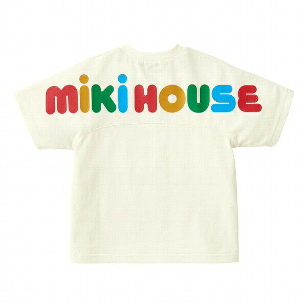 4日〜P11倍★ミキハウス　mikihouse　バック ロゴ半袖 Tシャツ(80・90・100・110・120・130・140・150）子ども服　男の子　女の子　キッズ　プレゼント　シンプル　綿100％　天竺素材　おそろい　親子ペア　リンクコーデ