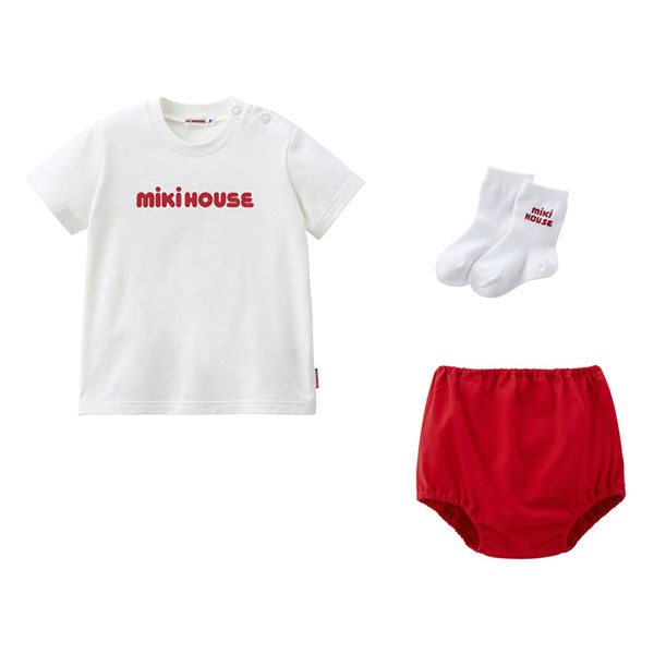 ミキハウス　mikihouse　半袖Tシャツセット　BOX付き　ギフトセット　日本製 正規品（フリー(70-80cm)）赤ちゃん ベビー 出産祝い 1万円 男の子 女の子 シンプル かわいい 2