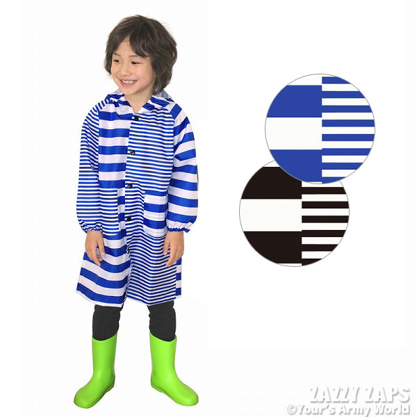 乐天商城 - ●50%OFFセール●ザジーザップス　ZAZZY　ZAPS　ボーダー×ボーダー　ランドセル対応 レインコート（ブルー・120cm）幼稚園 保育園 小学生 キッズ　ジュニア　男の子　レイングッズ　雨具　アウトレット