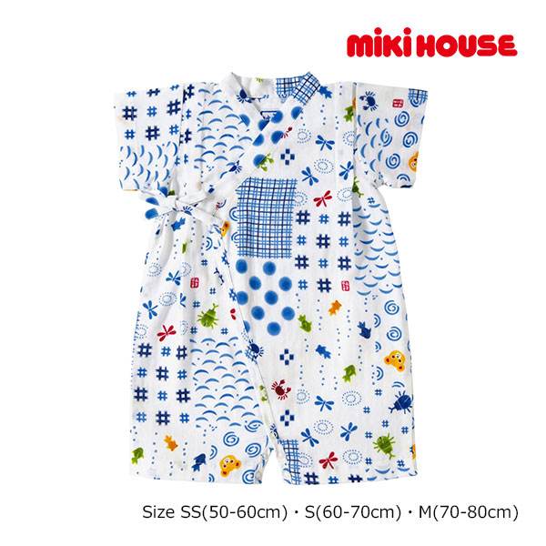 取り寄せ商品●ミキハウス　mikihouse　パッチワーク柄 プッチー　甚平オール　 ( 50-60cm　60-70cm 70-80cm )　甚平　赤ちゃん　ベビー　幼児　男の子　女の子　お祭り