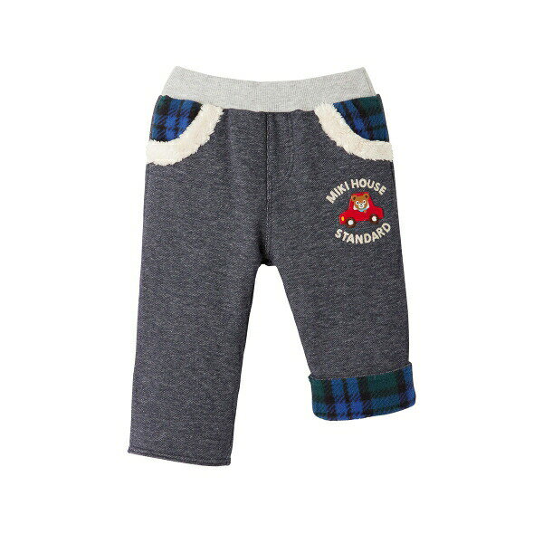 ●40％OFFセール●ミキハウス　mikihouse　裏フリース付きやわらかパンツ(80・90・100）子ども服　幼児　保育園　幼稚園　男の子　女の子　1歳誕生日プレゼント　お出かけ　冬用　長ズボン　暖かい　アウトレット