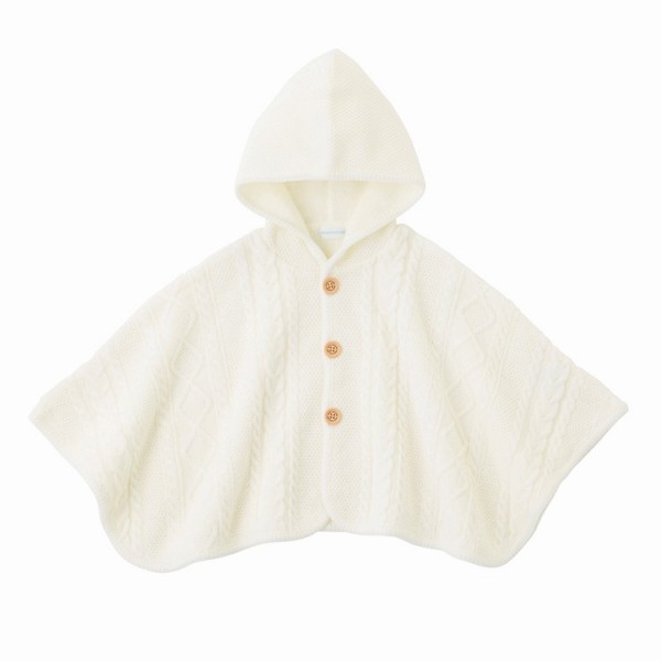 ミキハウス ベビー mikihouse　ケーブル編み　あったかニットケープ〈フリー(60cm-...