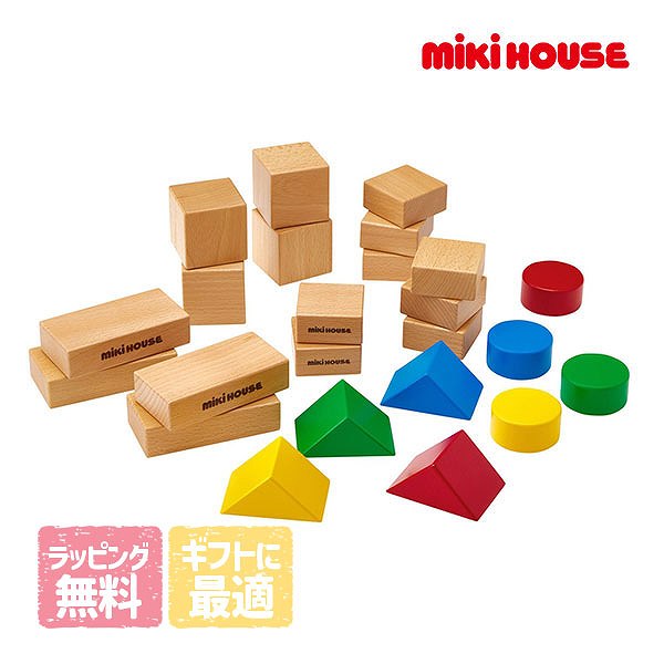 예약 주문 상품 ● Miki House Miki House 베이비 로고 우드 블록 빌딩 블록 빌딩 블록 박스형 베이비 샤워 선물, 1세 선물, 생일, 일년 내내 선물, 나무 장난감