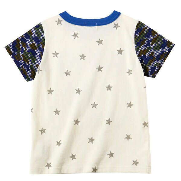●50%OFFセール●ミキハウス　ダブルビー　mikihouse　お袖がカモフラ柄　半袖Tシャツ(70・80・90)子ども服　ベビー　赤ちゃん　幼児　保育園　幼稚園　男の子　女の子　お出かけ　アウトレット