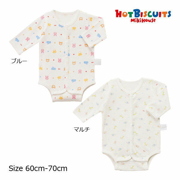 取り寄せ商品●ミキハウス　ホットビスケッツ　mikihouse　長袖ボディシャツ　総柄...