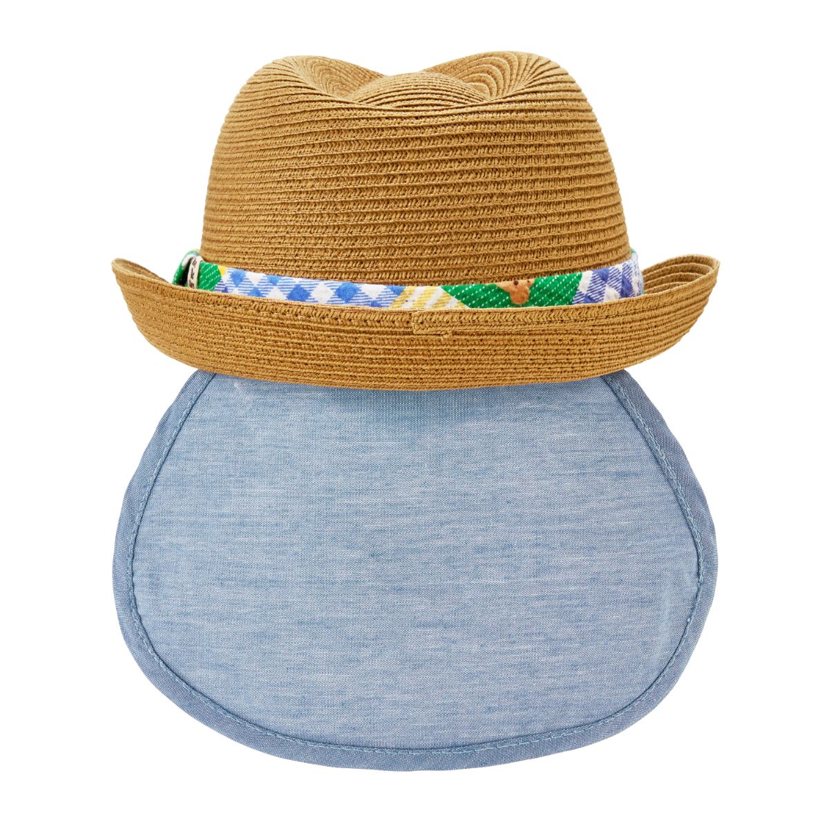 ●50％OFFセール●ミキハウス　ホットビスケッツ　mikihouse　麦わら帽子風　中折れ ハット ( 48cm 50cm 52cm ）帽子 幼児 男の子 1歳 2歳 3歳 4歳 オシャレ　日除け付き 夏 ゴム紐付き　UVカット アウトレット