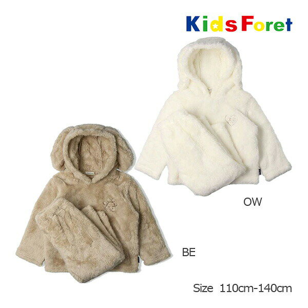 Rakuten - ●30％OFFセール●キッズフォーレ　Kids Foret アニマルボアパジャマ うさぎ いぬ なりきりパジャマ（100・110・120・130・140）/丸高衣料 キッズ 子ども服 部屋着 冬 かわいい