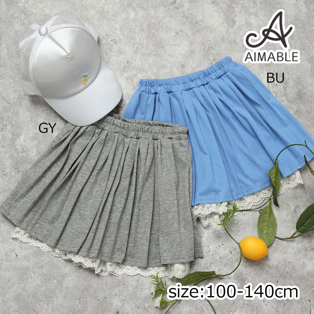 樂天商城 - ●30％OFFセール● エマーブル AIMABLE 【安心のインパン付き】裾レースプリーツキュロットスカート ( 100 110 120 130 140 ) 子ども服 女の子 キッズ アウトレット