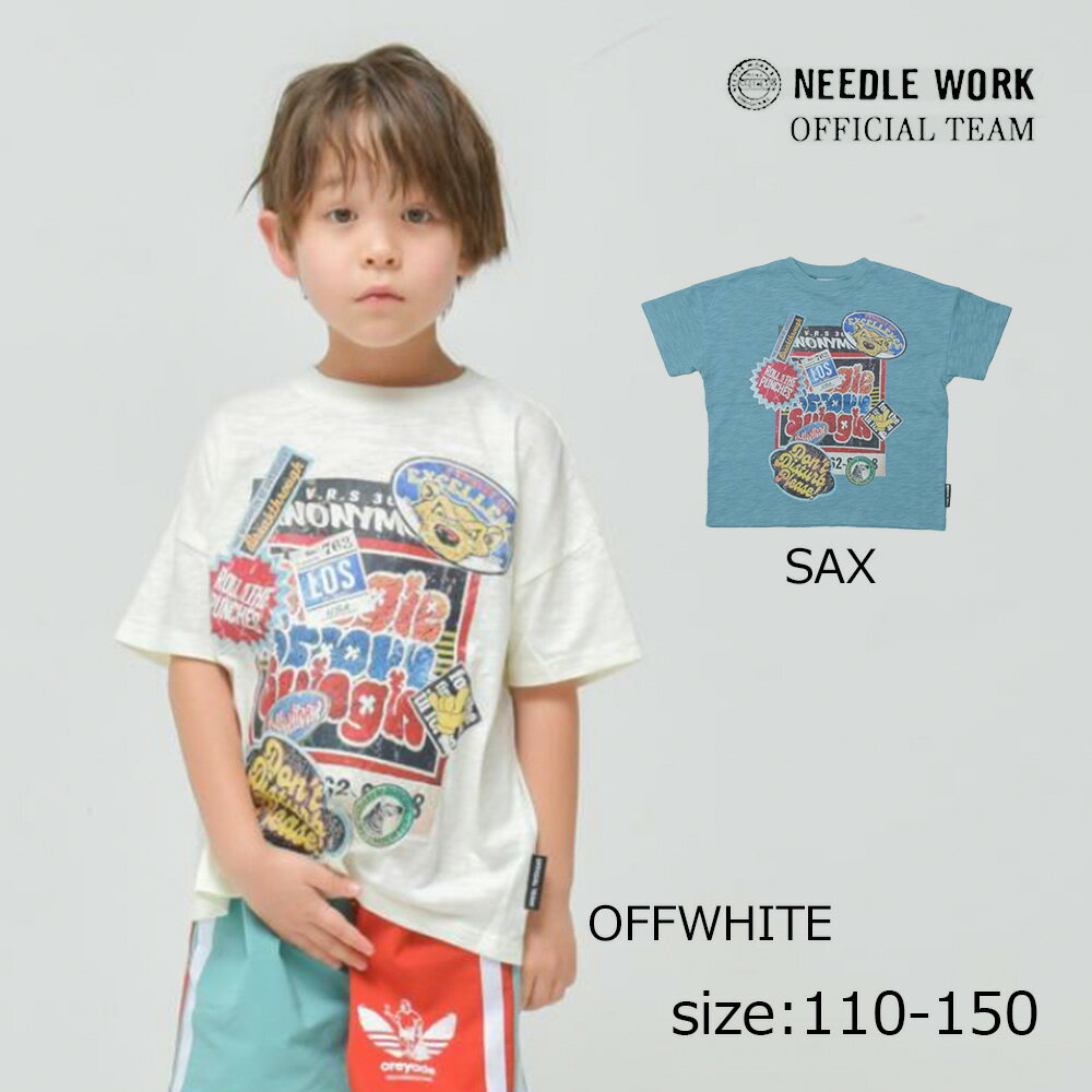 Rakuten - ●期間限定P11倍● ニードルワーク （NEEDL WORK） OFFICIAL TEAM スラブ天竺 ステッカー柄Tシャツ ( 110 120 130 140 150 ) 子ども服 キッズ 男の子 女の子 半袖