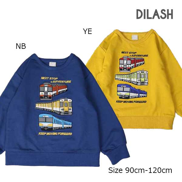 乐天商城 - ●50％OFFセール●ディラッシュ DILASH 電車 トレーナー ( 90 100 110 120 ) 子ども服 キッズ ジュニア 小学生 男子 女子 カジュアル オシャレ ネイビー イエロー DL25AU107 アウトレット